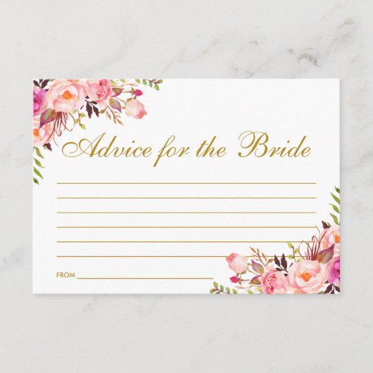 Carte de conseil Floral Pink Blush Gold Fête des m (Devant)