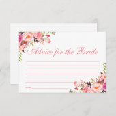 Carte de conseil Floral Rose Blush Fête des mariée (Devant / Derrière)