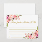 Carte de conseil Floral Rose Blush Gold Baby showe (Devant / Derrière)