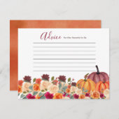 Carte de conseil Floral Rustique Citrouille orange (Devant / Derrière)