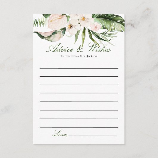 Carte de conseil florale de verdure tropicale (Devant)