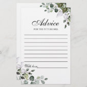 Carte de conseil florale Eucalyptus Watercolor (Devant / Derrière)