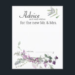 Carte de conseil Florale Fleur sauvage de couleur<br><div class="desc">Beaux Fleurs sauvages d'aquarelle de verts doux et de lavande et de purples. Personnalisez avec vos détails d'événement facilement et rapidement,  appuyez simplement sur le bouton customiser. Coordination florale sur le dos. Les articles correspondants pour compléter votre collection d'événements sont disponibles dans notre boutique Zazzle!</div>