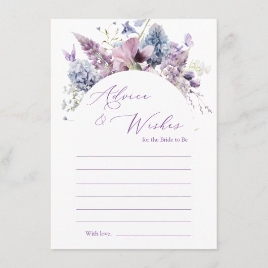 Carte de conseil florale Purple + Lavender (Devant)