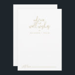 Carte de conseil Gold Fancy Script Mariage well Wi<br><div class="desc">Cette carte de conseil de mariage de script de fantaisie or est parfaite pour un mariage rustique. Le design sobre et élégant présente une typographie de script classique et sophistiquée en or. Ces cartes sont parfaites pour un mariage, une douche nuptiale, un baby shower, une fête de remise de diplômes...</div>