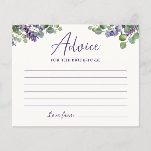 Carte de conseil Lavande et Eucalyptus Fête des ma (Devant)