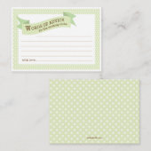 Carte de conseil maman baby shower | Vert (Devant / Derrière)