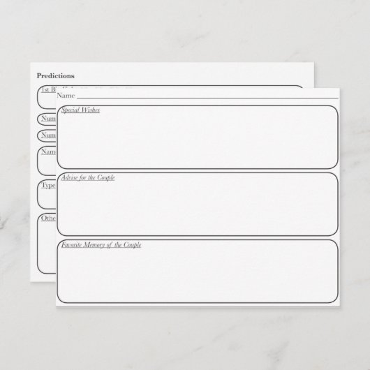 Carte de conseil mariage (Devant / Derrière)
