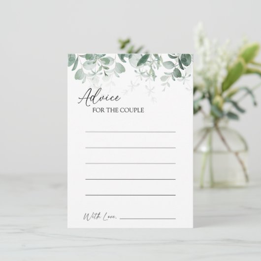 Carte de conseil Mariage blanc vert moderne (Debout devant)