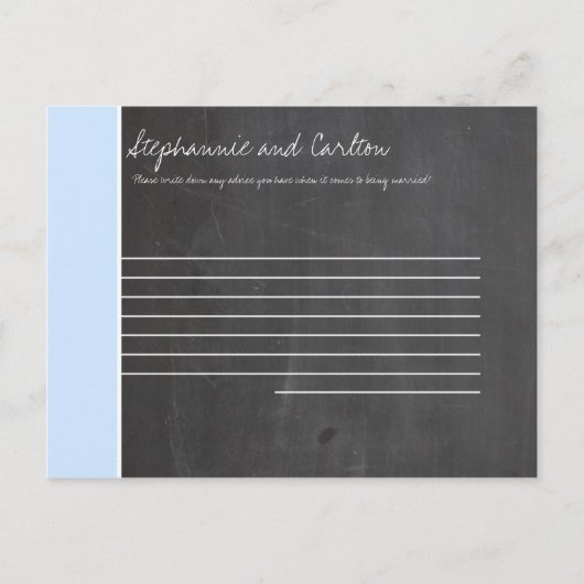 Carte de conseil Mariage bleu Chalkboard (Devant)