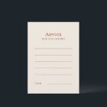 Carte de conseil Mariage Boho ivoire simple<br><div class="desc">Cette carte de conseil Mariage Boho Ivoire Simple est dotée d'une palette d'ivoire neutre sophistiquée, associée à de magnifiques combinaisons de terracotta rouille, vert sauge et prune. L'élégance sobre de la typographie simple et des arches douces crée une esthétique apaisante et polie avec un style minimaliste classique. Les options colorimétriques...</div>