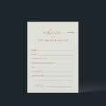 Carte de conseil Mariage Boho Script Gold moderne<br><div class="desc">Carte de conseil Mariage Boho Script Or Moderne. Cliquez sur le bouton Personnaliser pour customiser cette conception.</div>