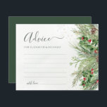 Carte de conseil Mariage botanique hiver verdure<br><div class="desc">Créez un garde-manger significatif et personnalisé avec ces belles cartes de conseil. Avec un design hivernal enchanteur avec des branches de pins et des baies, ces cartes offrent un espace où partager leurs paroles sincères de sagesse et de soutien. C'est une façon réfléchie et sentimentale de célébrer la journée spéciale...</div>