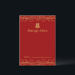 Carte de conseil mariage chinois à la frontière fl<br><div class="desc">Réalisez votre mariage de rêve avec une touche orientale ! Vous pouvez customiser la conception en ajoutant vos noms et votre date de mariage, etc. Vous êtes également invités à me contacter pour tout design spécial qui est unique pour vous. Symbole de bonheur double et décorations rouges sont les objets...</div>