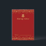 Carte de conseil mariage chinois à la frontière fl<br><div class="desc">Réalisez votre mariage de rêve avec une touche orientale ! Vous pouvez customiser la conception en ajoutant vos noms et votre date de mariage, etc. Vous êtes également invités à me contacter pour tout design spécial qui est unique pour vous. Symbole de bonheur double et décorations rouges sont les objets...</div>