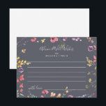 Carte de conseil Mariage classique bleu sauvage<br><div class="desc">Cette carte de conseil classique aux fleurs sauvages et colorées est parfaite pour un mariage rustique. Le design présente des fleurs sauvages jaunes, violettes et blanches avec du feuillage dans un arrière - plan rose et vert aquarelle. Ces cartes sont parfaites pour un mariage, une douche nuptiale, un baby shower,...</div>