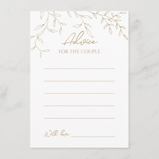 Carte de conseil Mariage classique Gold Greenery (Devant)