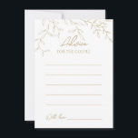 Carte de conseil Mariage classique Gold Greenery<br><div class="desc">Présentation de notre Classic Gold Greenery Mariage Advice Card Design - méticuleusement conçu pour incarner une esthétique romantique moderne. Avec un mélange classique d'arrière - plans blancs propres et de feuilles dorés délicats, complétés gracieusement par un script de calligraphie simple associé à une police serif sobre. Le résultat est une...</div>