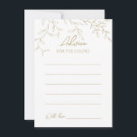 Carte de conseil Mariage classique Gold Greenery<br><div class="desc">Présentation de notre Classic Gold Greenery Mariage Advice Card Design - méticuleusement conçu pour incarner une esthétique romantique moderne. Avec un mélange classique d'arrière - plans blancs propres et de feuilles dorés délicats, complétés gracieusement par un script de calligraphie simple associé à une police serif sobre. Le résultat est une...</div>