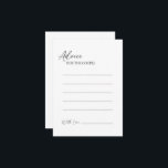 Carte de conseil Mariage classique moderne<br><div class="desc">Cette carte de conseil mariage classique moderne est parfaite pour votre mariage moderne et élégant. Ce design comprend une calligraphie simple en noir sur un arrière - plan blanc clair neutre pour correspondre à votre mariage traditionnel classique ou à votre mariage boho minimaliste au printemps, en été, en automne ou...</div>