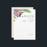 Carte de conseil Mariage Colorée Tropical Floral P<br><div class="desc">Cette carte de conseil mariage à fleurs tropicales colorées est parfaite pour votre mariage à destination boho moderne vert, violet, pêche. Le design présente un élégant bouquet de verdure et de fleurs de plage classiques, dont l'eucalyptus vert sauge, le mauve et la protéa rouge, l'hibiscus rose rousse, l'oiseau de paradis...</div>
