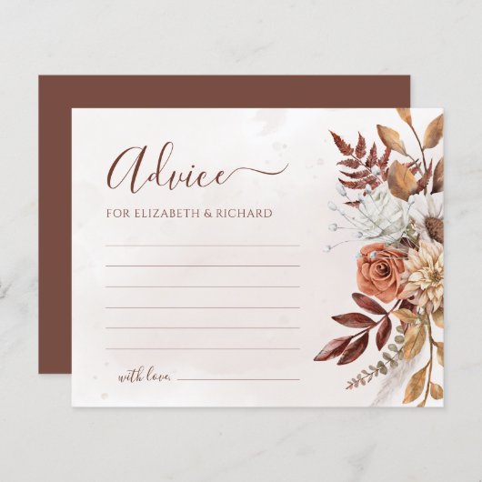 Carte de conseil Mariage de automne Boho Fleurs en (Devant / Derrière)
