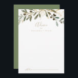 Carte de conseil Mariage de automne Gold Green<br><div class="desc">Cette carte de conseil mariage de automne de verdure dorée est parfaite pour une mariage moderne. Le design présente un charmant feuillage artistique vert et or. Ces cartes sont parfaites pour un mariage, une douche nuptiale, un baby shower, une fête de remise de diplômes et plus encore. Personnalisez les cartes...</div>
