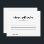 Carte de conseil Mariage de calligraphie minimalis<br><div class="desc">Cette carte de conseil minimaliste mariage calligraphie est parfaite pour un mariage moderne. Le design sobre et élégant présente une typographie classique et sophistiquée en noir et blanc.Ces cartes sont parfaites pour un mariage, douche nuptiale, baby shower, fête de remise de diplômes et plus encore. Personnalisez les cartes avec les...</div>