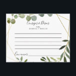 Carte de conseil Mariage de Consejos y Deseos Trop<br><div class="desc">Cette carte de conseil tropicale consejos y deseos mariage est parfaite pour un mariage espagnol moderne. Le design présente de beaux feuilles verts peints à la main, ornant un cadre géométrique doré. Ces cartes sont parfaites pour un mariage, une douche nuptiale, un baby shower, une fête de remise de diplômes...</div>