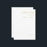 Carte de conseil Mariage de police minimaliste or<br><div class="desc">Cette carte de conseil minimaliste moderne Gold Font mariage est parfaite pour votre mariage boho classe. Son design abstrait simple et unique, accompagné d'un script minimaliste contemporain et d'une palette de couleurs dorées, donne à ce produit une sensation de luxe formel élégant tout en restant simpliste, chic bohème. Gardez-le tel...</div>