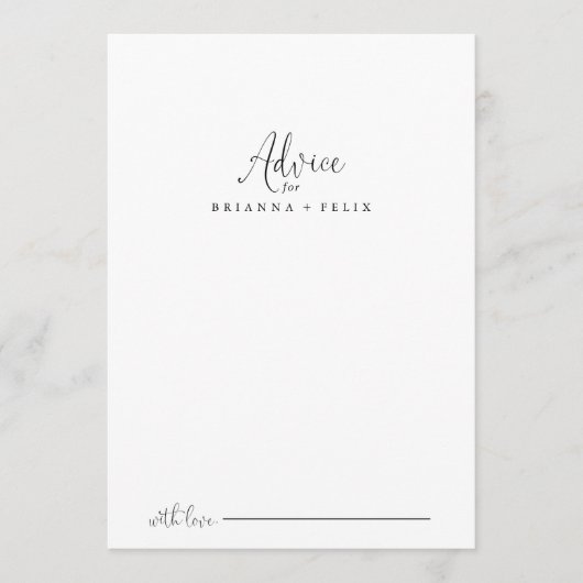 Carte de conseil Mariage de script fantaisie Calli (Devant)