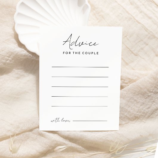 Carte de conseil Mariage de script moderne blanc