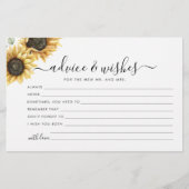 Carte de conseil Mariage de tournesol floral Eucal (Devant)