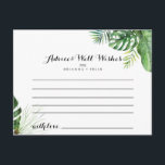 Carte de conseil Mariage Destination Tropical Gree<br><div class="desc">Cette carte de conseil mariage de destination verte tropicale conviendra parfaitement à un mariage simple. Le design se compose de palmiers verts aquarelés peints à la main et de feuilles de bananes soigneusement arrangés en de beaux bouquets. Ces cartes sont parfaites pour un mariage, une douche nuptiale, un baby shower,...</div>