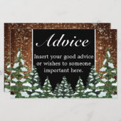 Carte de conseil Mariage en bois et forêt de neige (Devant / Derrière)