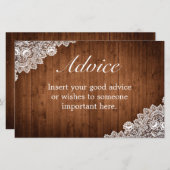 Carte de conseil Mariage en bois rustique et dente (Devant / Derrière)