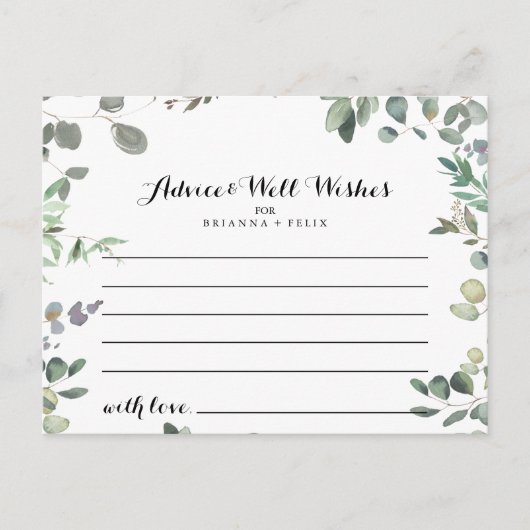 Carte de conseil Mariage Eucalyptus Foliage (Devant)