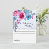 Carte de conseil Mariage floral bleu moderne (Debout devant)