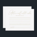 Carte de conseil Mariage Gold Classy Chic<br><div class="desc">Cette carte de conseil mariage chic et or est parfaite pour un mariage rustique. Le design sobre et élégant présente une typographie de script classique et sophistiquée en or. Ces cartes sont parfaites pour un mariage, une douche nuptiale, un baby shower, une fête de remise de diplômes et plus encore....</div>