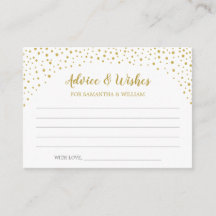 Carte de conseil Mariage Gold Confetti