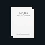 Carte de conseil Mariage minimaliste classique<br><div class="desc">Cette carte de conseil minimaliste classique est idéale pour un événement simple et élégant. La typographie vintage en noir et blanc lui confère une touche formelle classieuse. Gardez-le tel quel,  ou choisissez de le personnaliser avec des illustrations ou des graphiques de votre choix.</div>