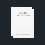 Carte de conseil Mariage minimaliste classique<br><div class="desc">Cette carte de conseil minimaliste classique est idéale pour un événement simple et élégant. La typographie vintage en noir et blanc lui confère une touche formelle classieuse. Gardez-le tel quel,  ou choisissez de le personnaliser avec des illustrations ou des graphiques de votre choix.</div>