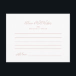 Carte de conseil Mariage minimaliste rose Gold<br><div class="desc">Cette carte de conseil minimaliste or rose mariage est parfaite pour un mariage moderne. Le design comporte une belle police en or rose. Ces cartes sont parfaites pour un mariage, une douche nuptiale, un baby shower, une fête de remise de diplômes et plus encore. Personnalisez les cartes avec les noms...</div>
