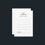 Carte de conseil Mariage minimaliste simple<br><div class="desc">Cette carte simple et minimaliste de conseil mariage est parfaite pour votre mariage moderne et élégant. Ce design présente un script simple noir sur un arrière - plan blanc brillant neutre pour correspondre à votre mariage traditionnel classique ou à votre mariage boho minimaliste au printemps, en été, en automne ou...</div>