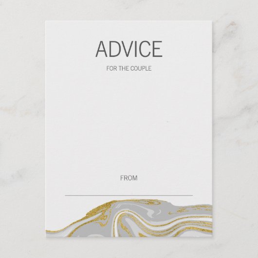 Carte de conseil Mariage moderne en marbre et or (Devant)