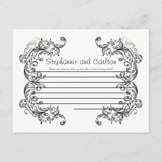 Carte de conseil Mariage noir/blanc Inséparables (Devant)