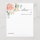 Carte de conseil mariage or rose fleuri eucalyotus (Devant)