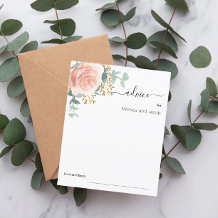 Carte de conseil mariage or rose fleuri eucalyotus