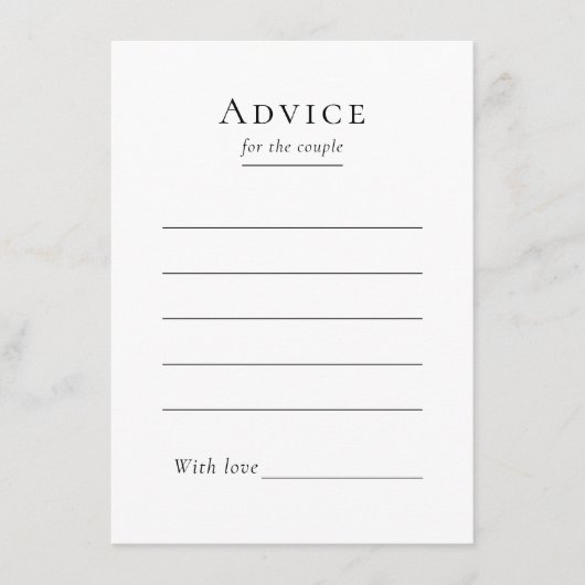 Carte de conseil Mariage simple et moderne (Devant)