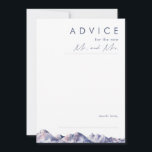 Carte de conseil Mariage Winter Mountain<br><div class="desc">Cette carte de conseil mariage Winter Mountain est exactement ce que vous cherchez pour compléter votre mariage simple et rustique. Conçu avec une aquarelle rose et bleu pastel qui se fond magnifiquement dans la marine et les tons vifs qui capturent parfaitement une soirée dans la nature. Il est sûr de...</div>